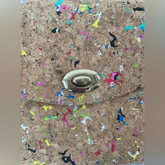 Street Level Cork Color Splash / Paint Splash Clutch Purse, 12.5”x 8” 100% cork. - Picture 2 of 7